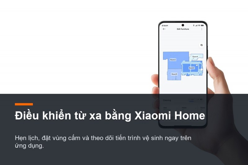 Điều khiển Xiaomi Robot Vacuum H50 bằng ứng dụng Xiaomi Home